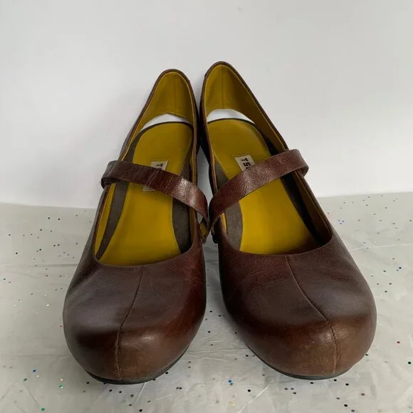 Tsubo Acrea Size 10 Brown Leather Slingback Mary Jane Pumps Comfort - 9.5 39.5 - Picture 10 of 13